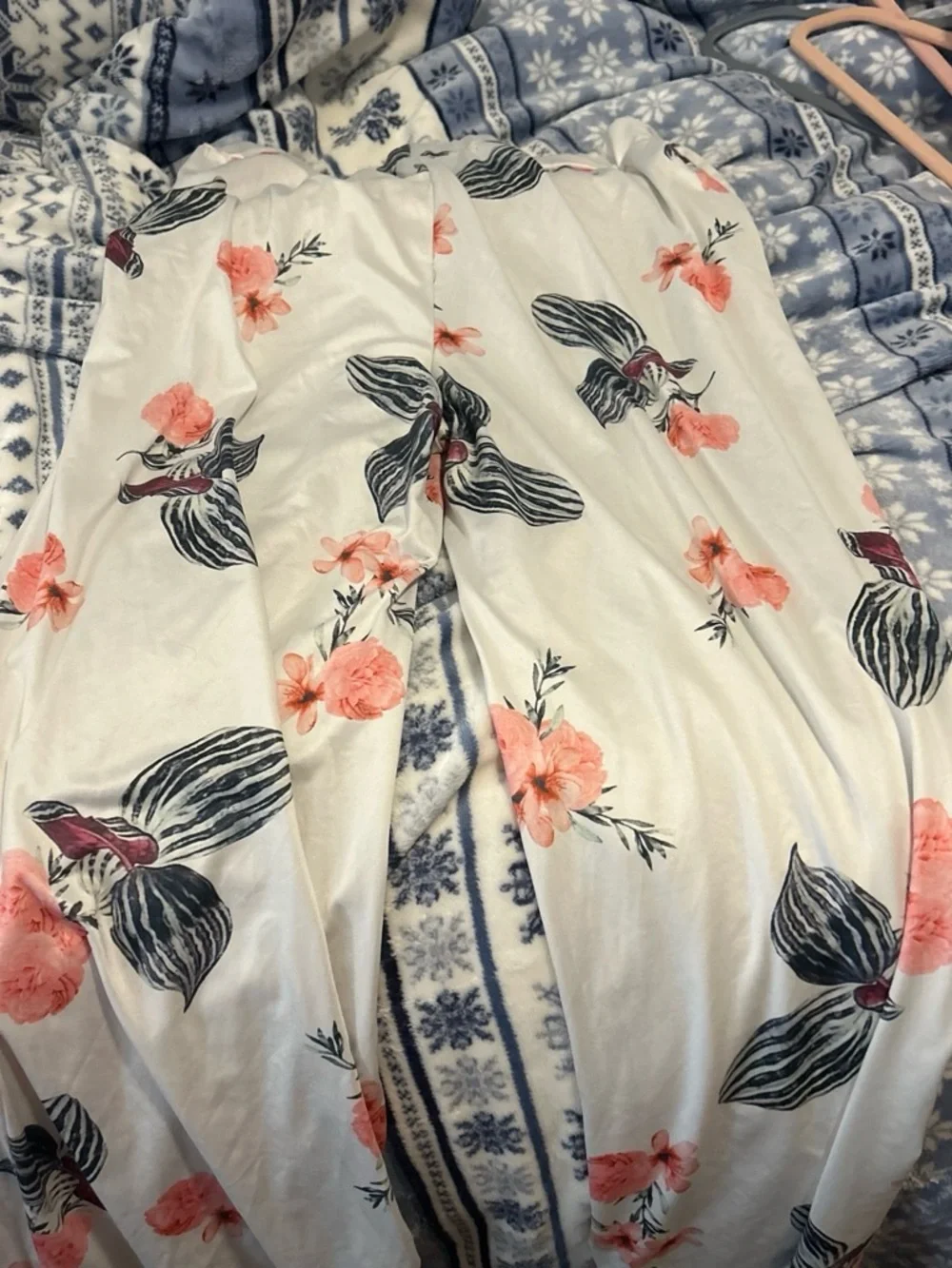 Women's Floral White Maxi Skirt with Pink Flowers